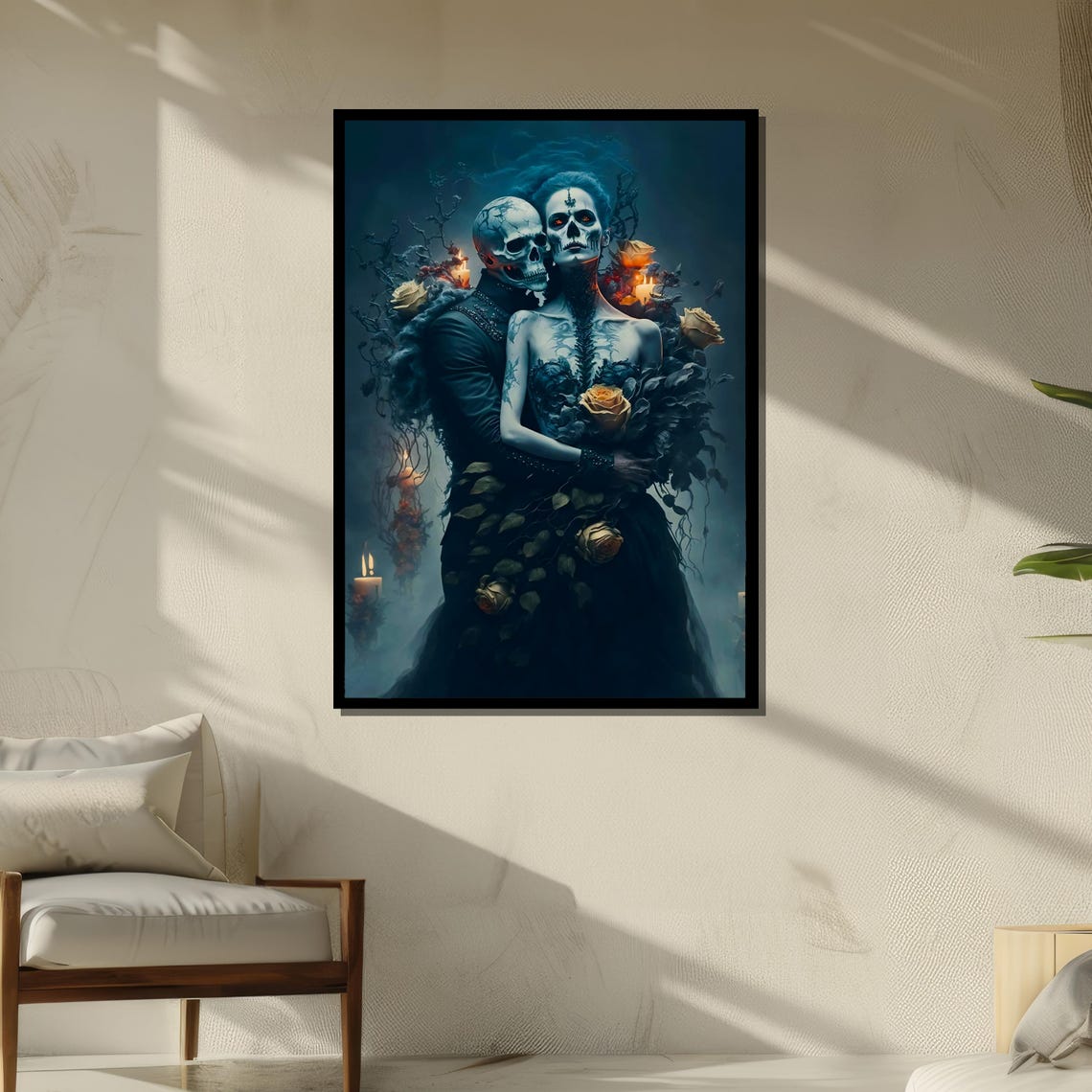 Gothic Skeleton Couple Art Dark Romantic Art Print Dark Fantasy Wall Decor - Image 5