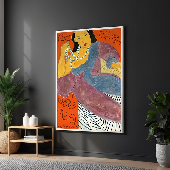 Henri Matisse Reclining Woman with Pearls Fauvist Orange Art Poster