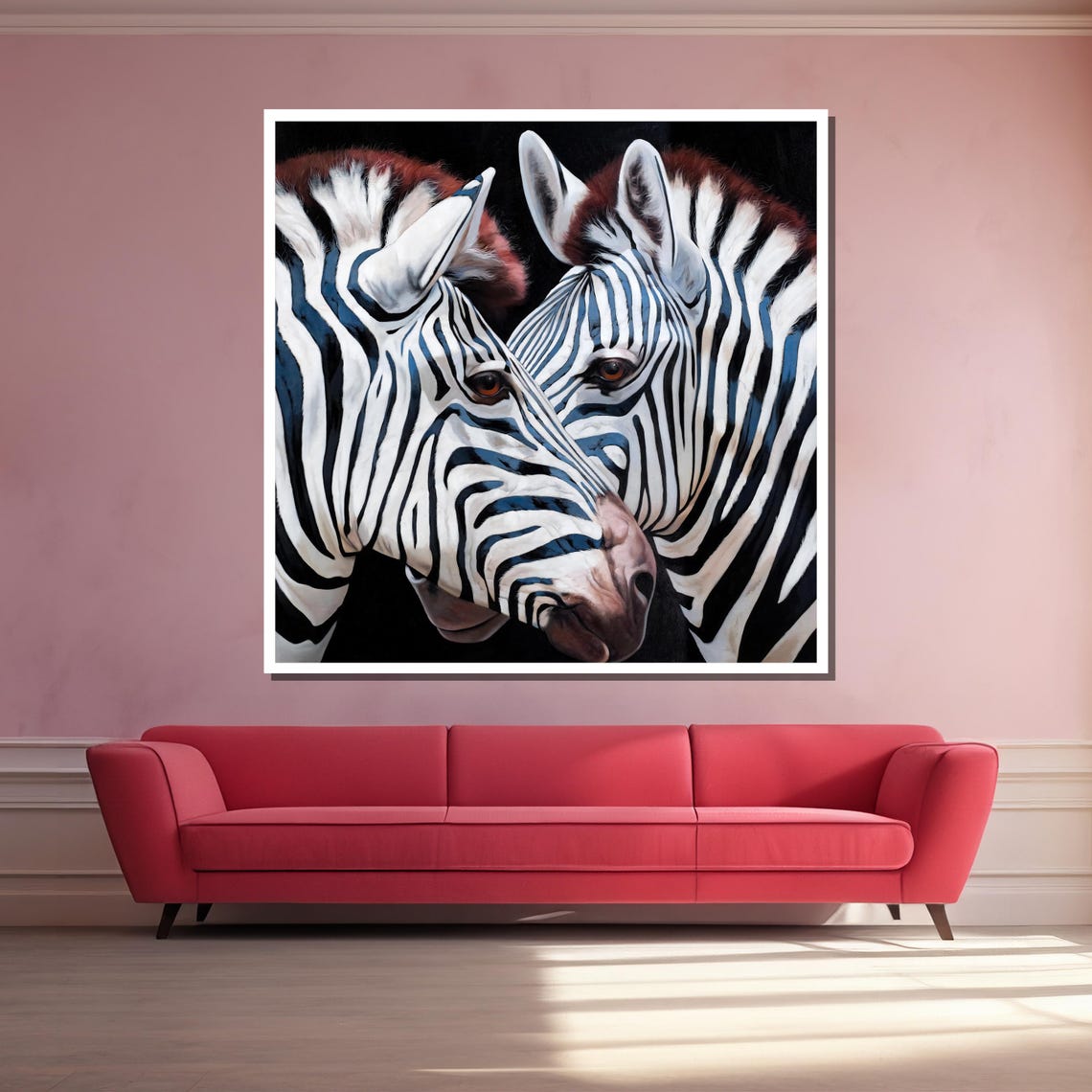 Monochrome Harmony Striking Zebra Pair For A Bold And Modern Living Space Painting Home Decor - Image 3