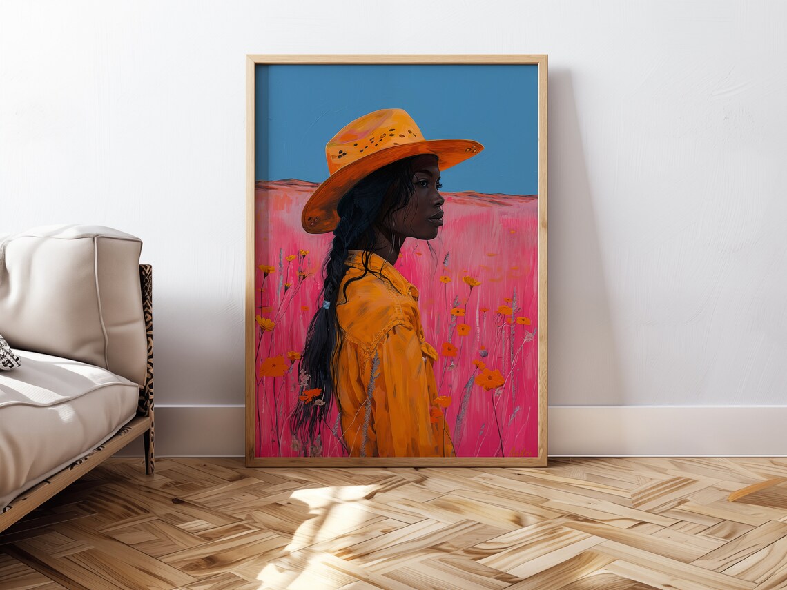 Black Girl Cowgirl Retro Western Wall Art Print - Image 5