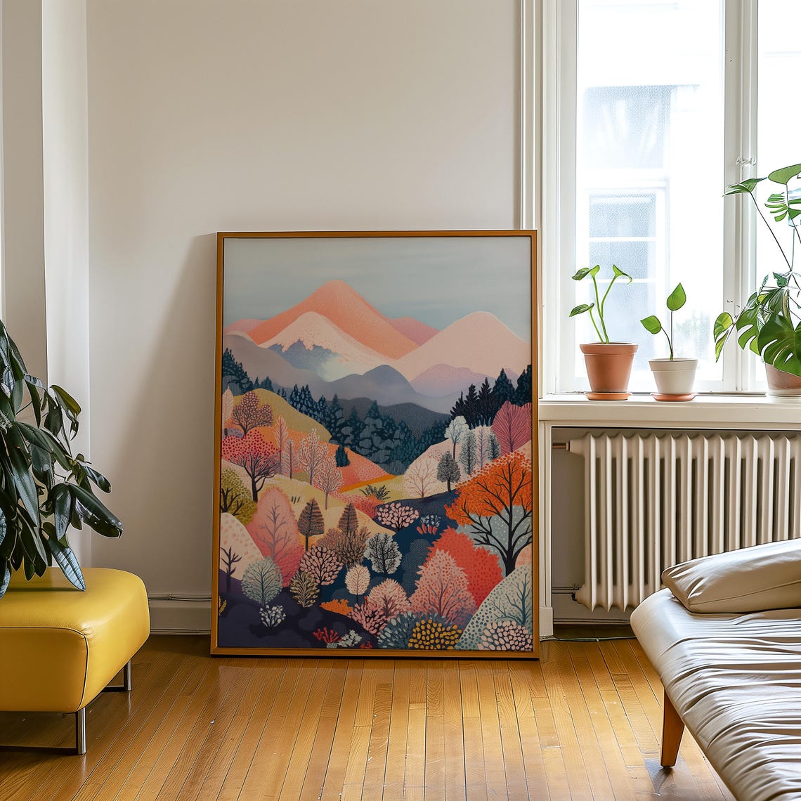 Japandi Landscape, Abstract Nature Mountain Art Print - Image 2