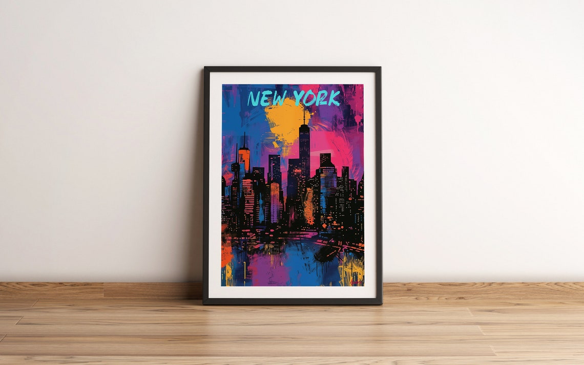 New York Abstract Painting, NYC Travel Poster - Image 3