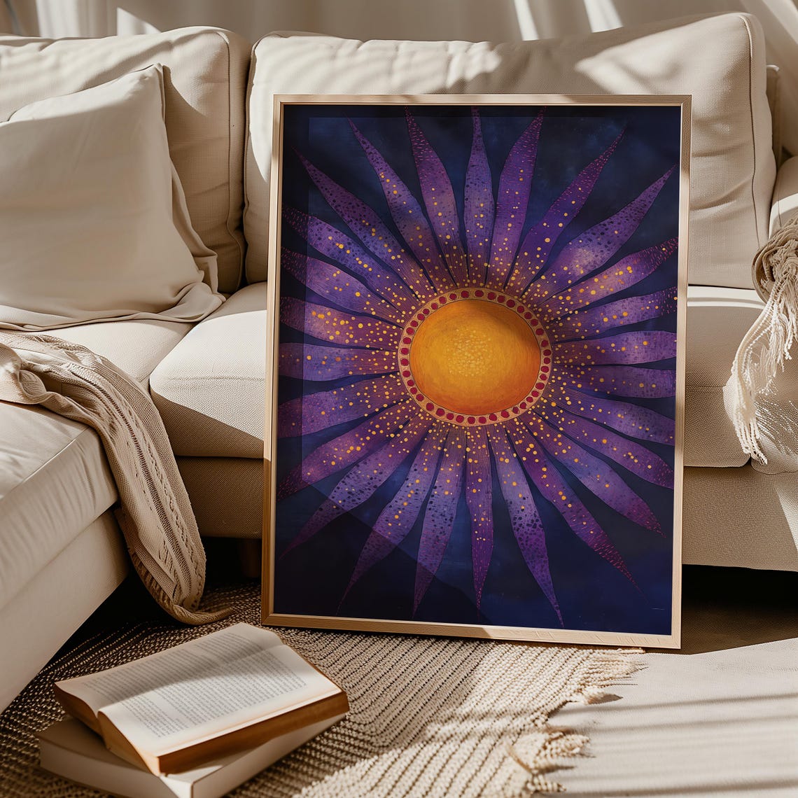 Boho Celestial Abstract Sun Astrology Art Print - Image 4