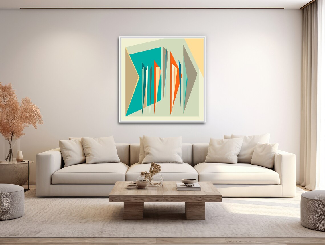 Mid-Century Abstract Geometric Square Art Print - Image 3