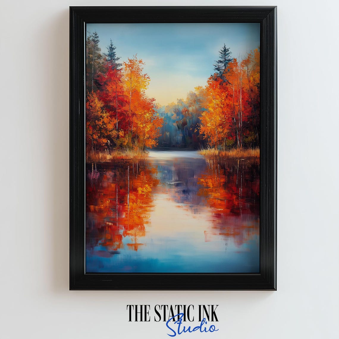 Vibrant Autumn Trees With Fiery Reflections In A Still Lake Poster