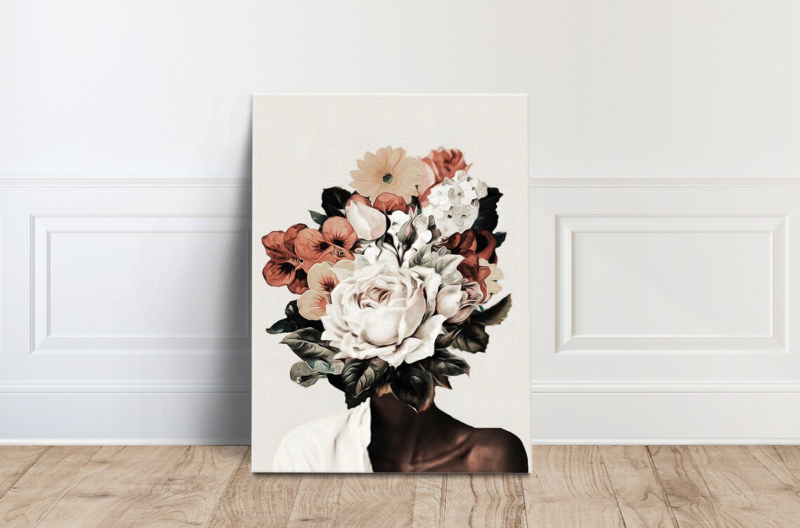 Woman Hidden by White Floral Bouquet Elegant Bloom Portrait Poster