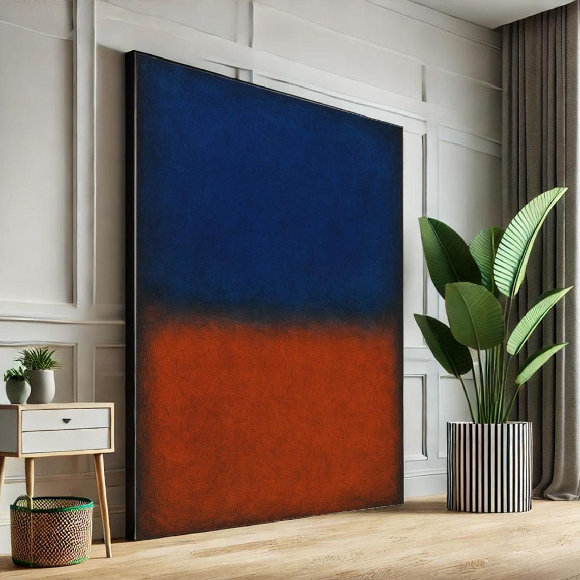 Rothko Inspired Navy And Burnt Orange Color Field Minimal Poster