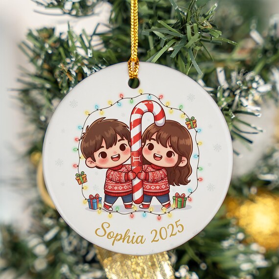 Personalized Gemini Zodiac Christmas Ornament Cartoon Twins Wall Art