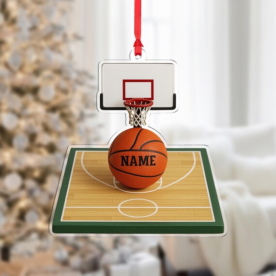 Personalized Basketball Christmas Ornament Court Hoop Sports Poster