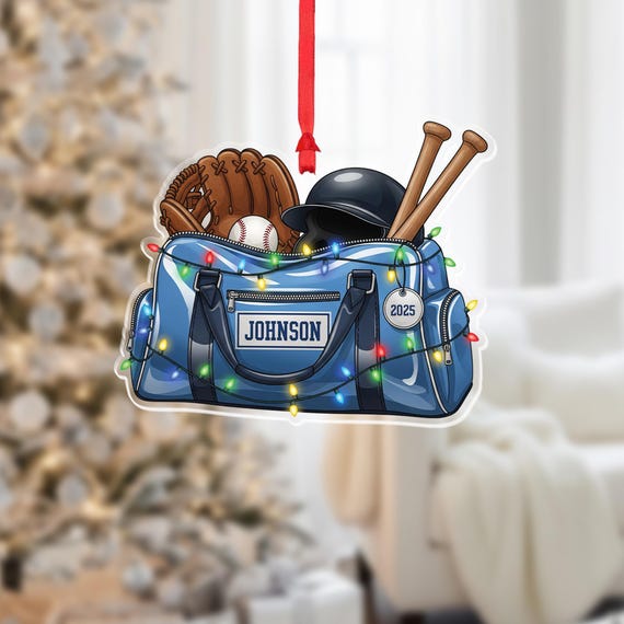 Personalized Baseball Ornament Custom Athlete Gift Sports Bag Decoration