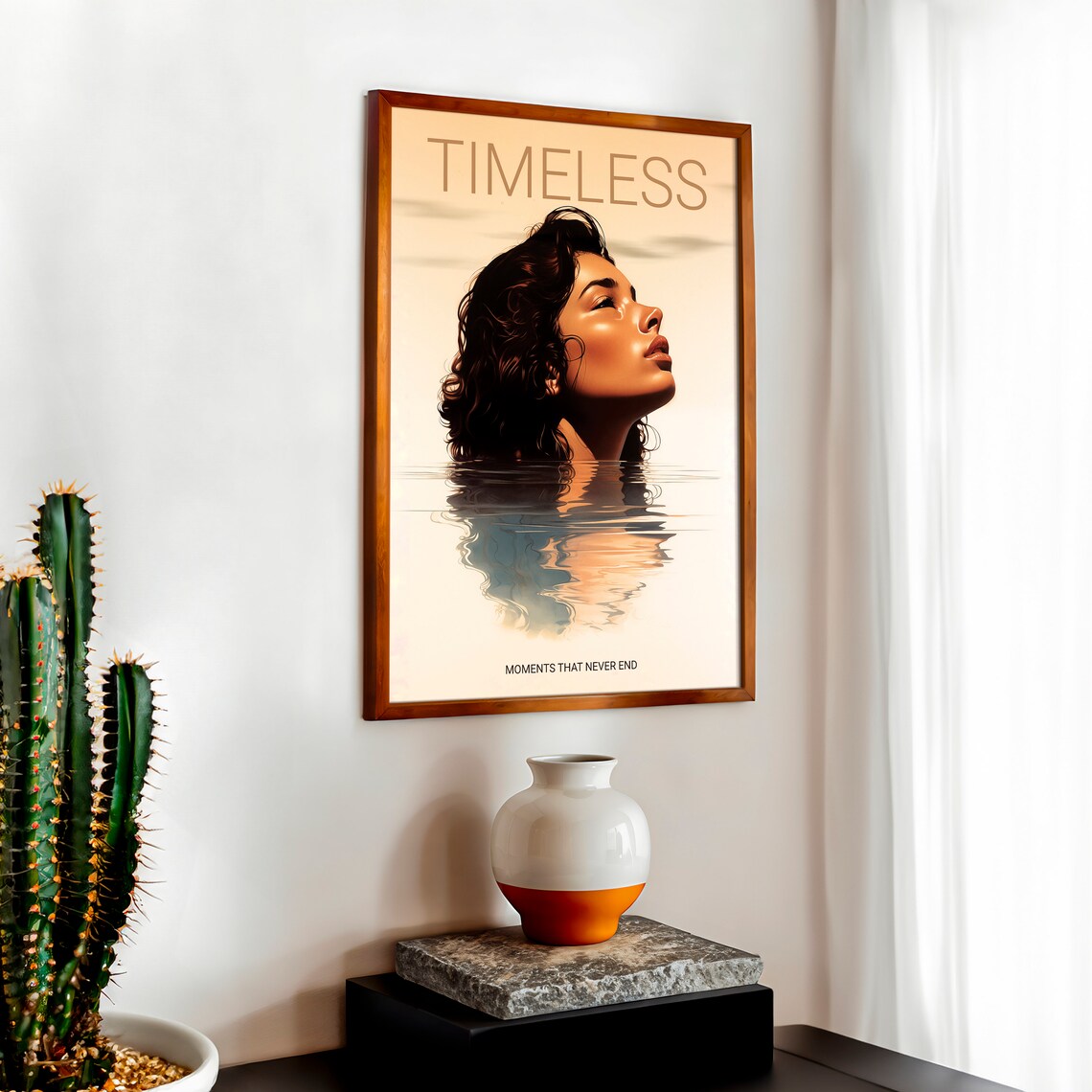 Timeless Woman Water Reflection Serene Minimalist Beauty Poster - Image 4