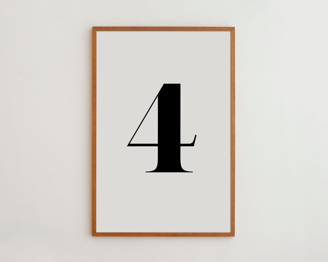 Minimalist Number 4 Art Print, USA Made