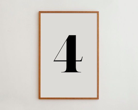 Minimalist Number 4 Art Print, USA Made
