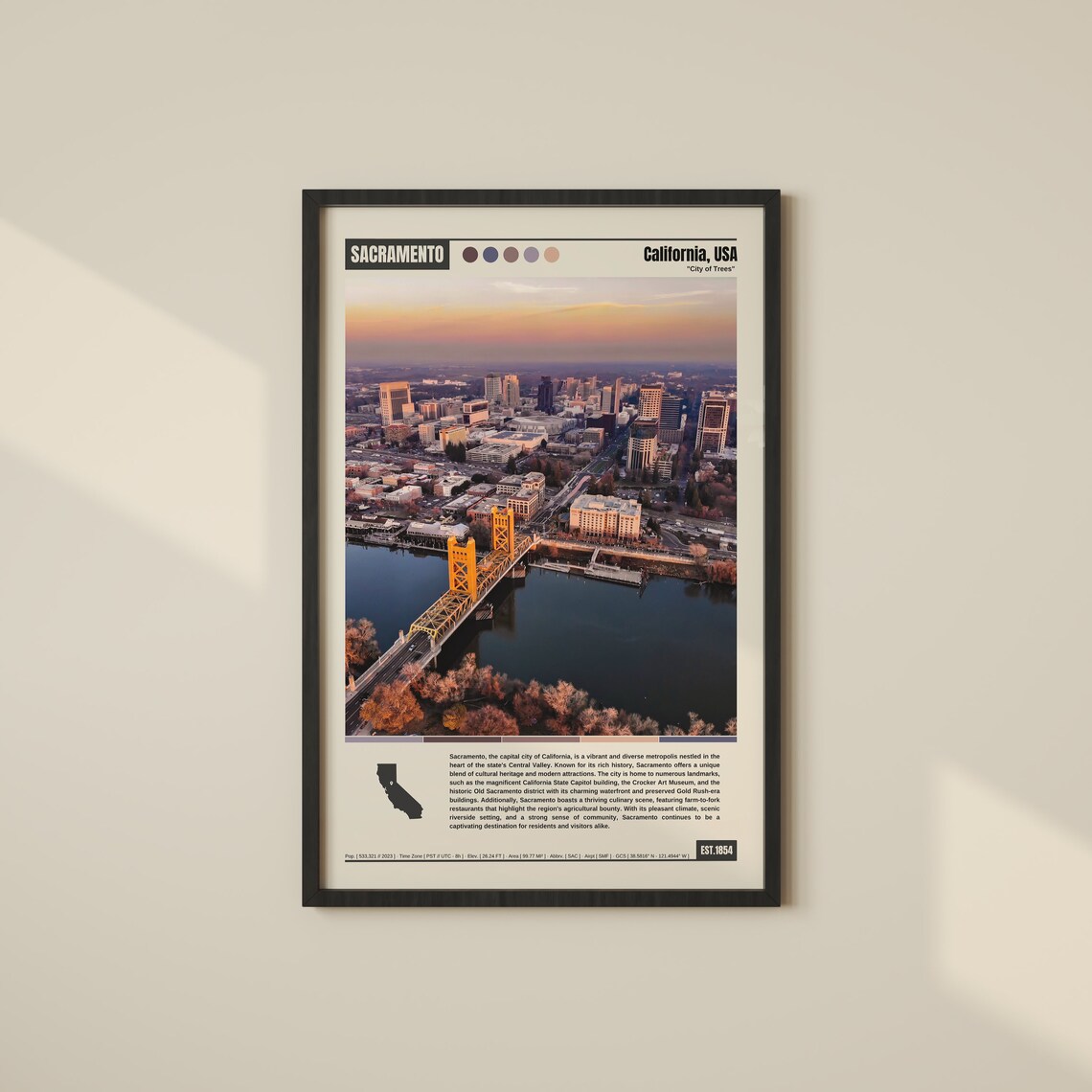 Sacramento Travel Poster, California City Art Print