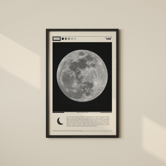Moon Luna Cratered Full Moon Photography Minimalist Space Poster