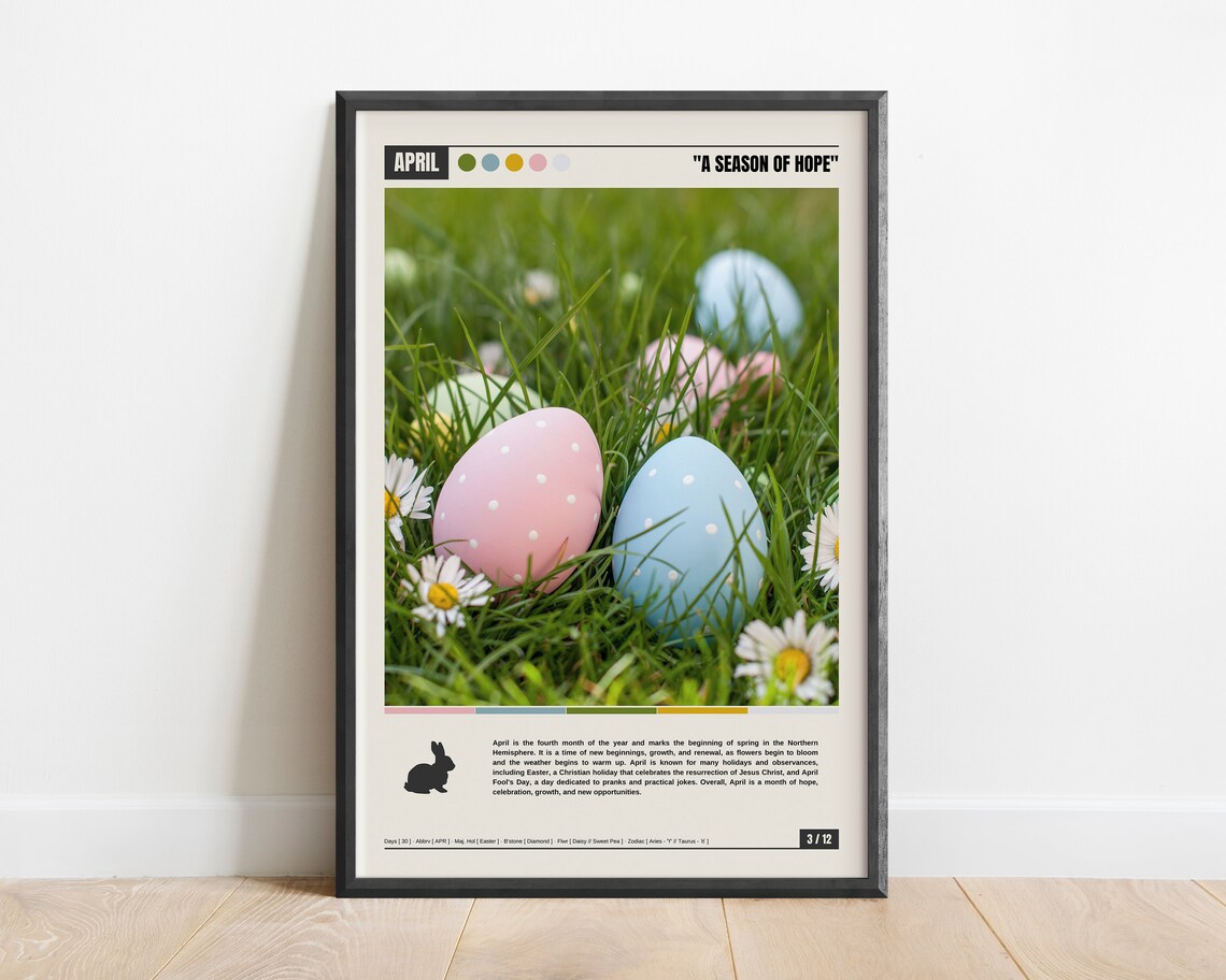 April A Season of Hope Pastel Easter Eggs in Green Spring Grass Poster - Image 6