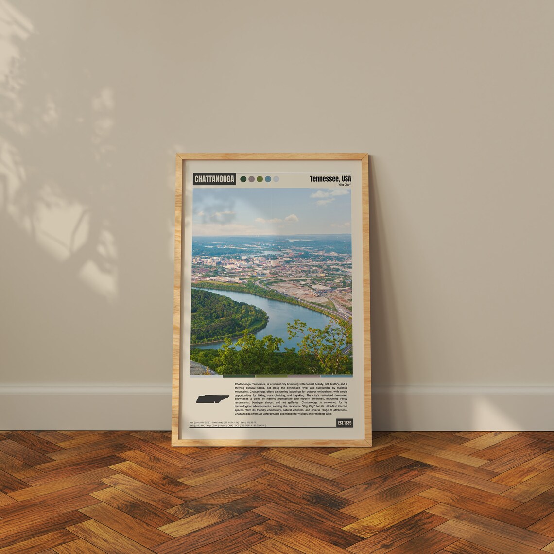Chattanooga Travel Poster, City Map Wall Art Print - Image 3