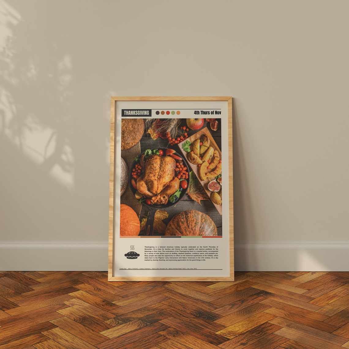 Thanksgiving Fourth Thursday Roast Turkey Feast Dinner Spread Poster - Image 3