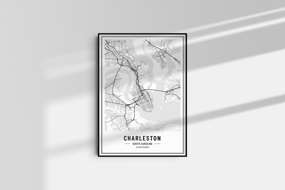 Charleston South Carolina Black and White Minimalist City Map Poster - Image 4