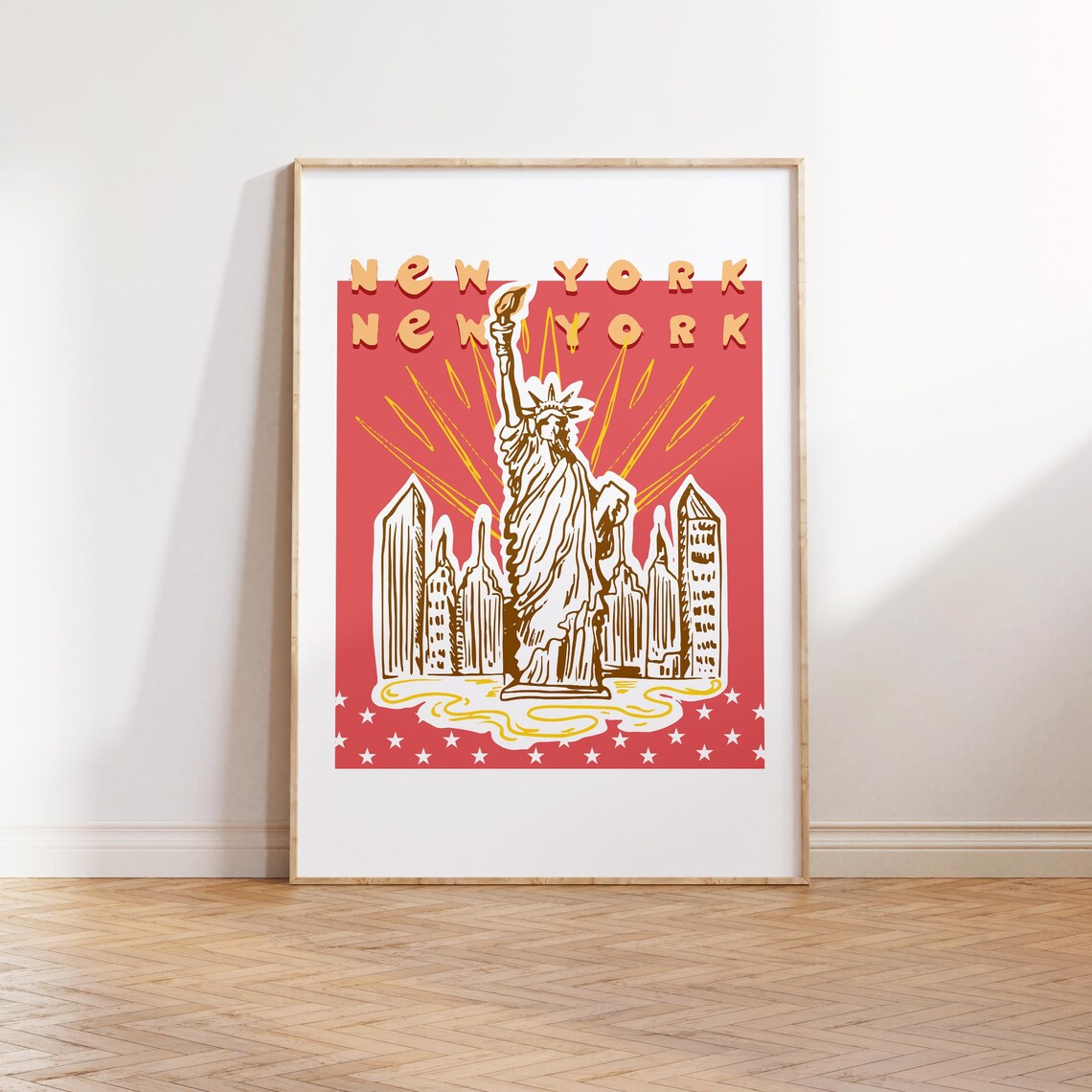 Statue of Liberty New York City Iconic Retro Pop Art Travel Poster
