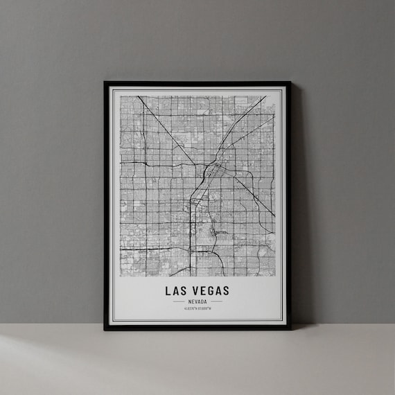 Las Vegas Nevada Street Map Black and White Minimalist City Poster