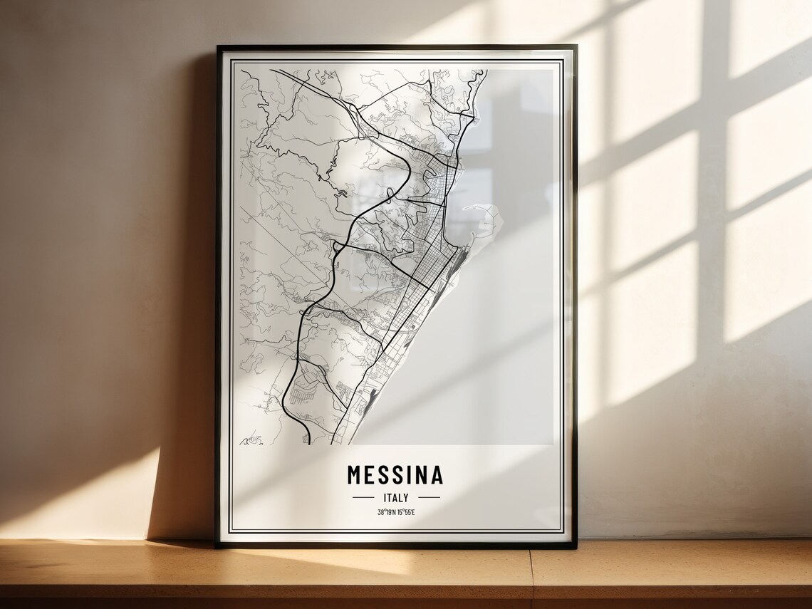 Messina Italy Map Poster, Travel Coordinates Print - Image 3