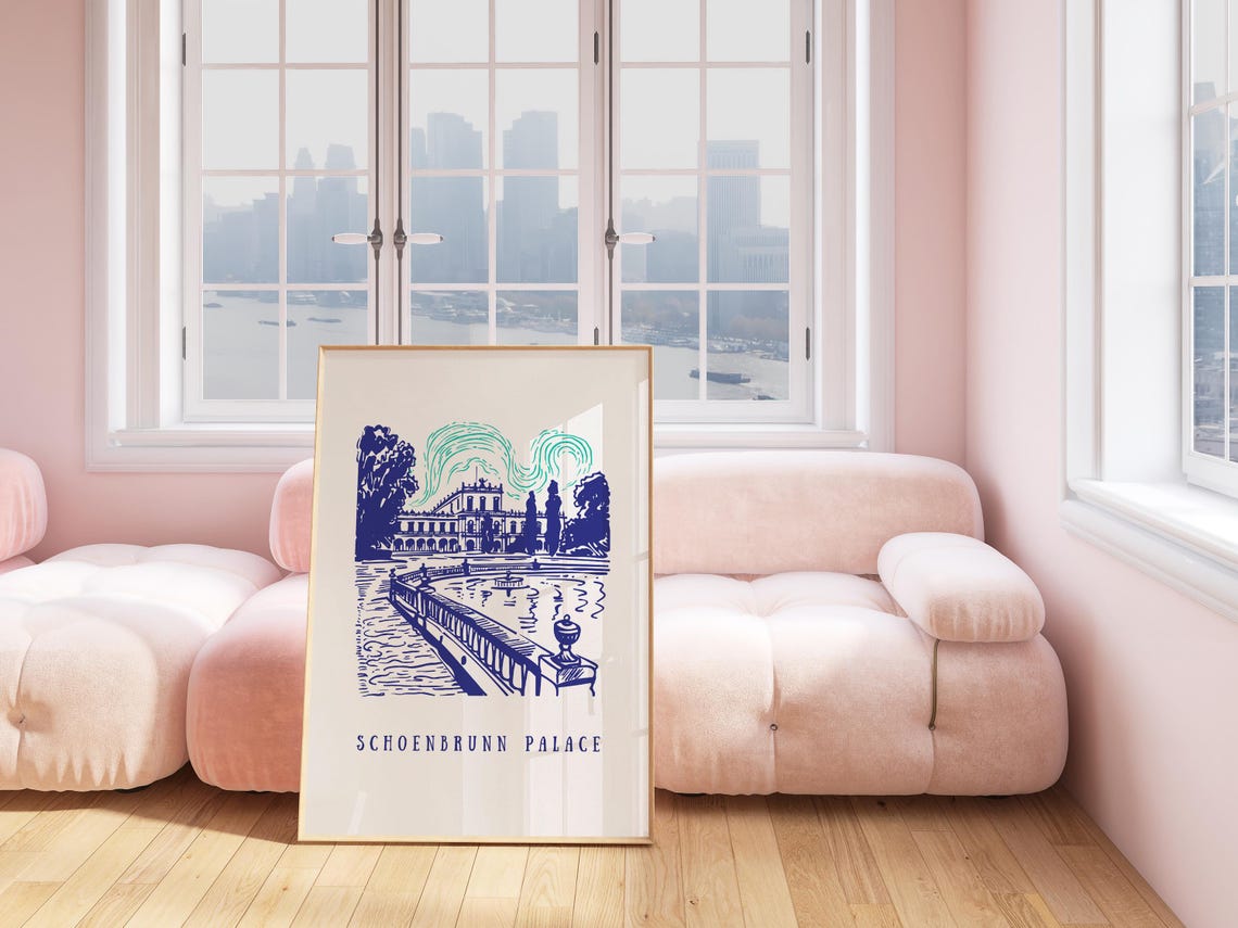 Schoenbrunn Palace Illustration Art Print Schoenbrunn Palace Vienna Austriatravel Illustration Schoenbrunn Palace Illustration Art - Image 5