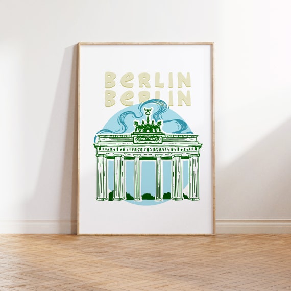 Berlin Illustration Art Print Gallery Wall Art Dorm Wall Art Office Wall Art Colorful Travel Illustration Wanderlust Poster