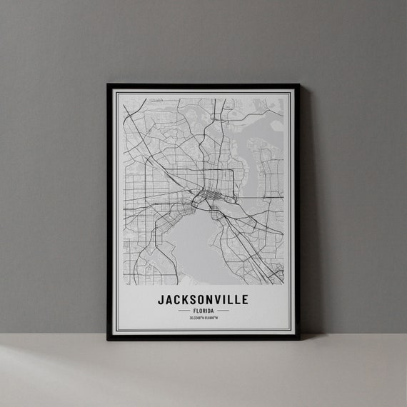 Jacksonville Florida Map Print, City Coordinates