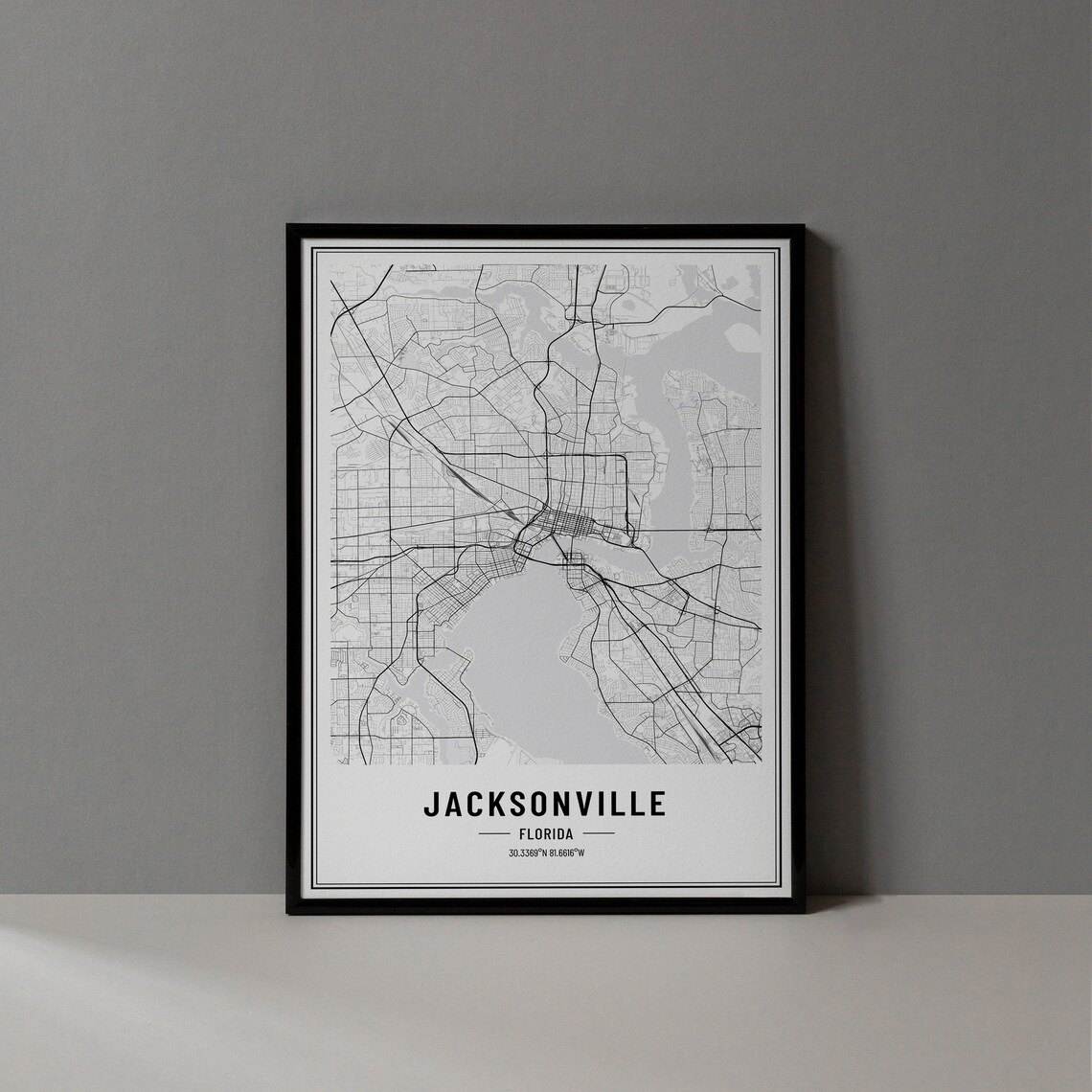 Jacksonville Florida Map Print, City Coordinates