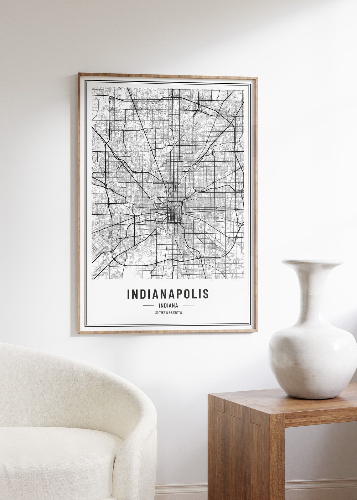 Indianapolis Indiana Minimalist City Street Map Art Decor Poster - Image 5