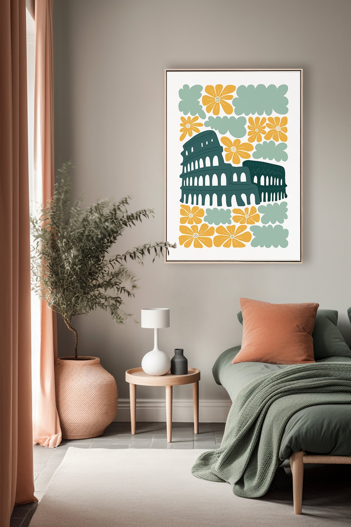 Colosseum Rome Italy Floral Meadow Vintage Botanical Art Poster - Image 4