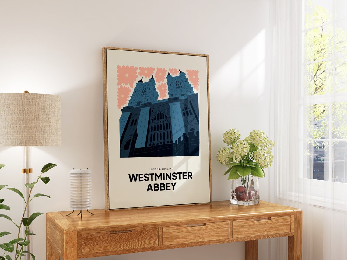 Westminster Abbey London England Modern Abstract Floral Art Poster - Image 5