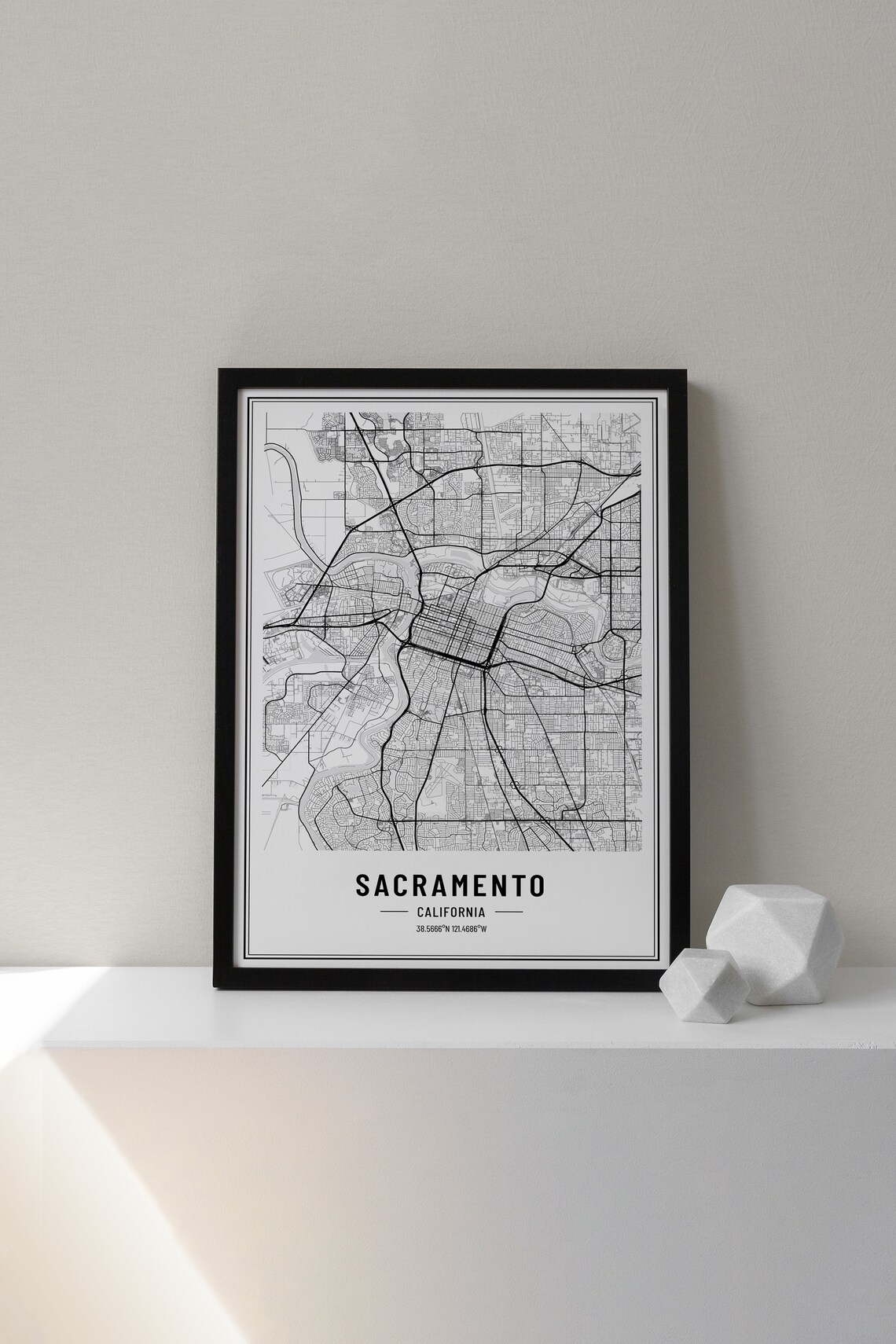 Sacramento California Minimalist City Street Map Art Decor Poster - Image 3