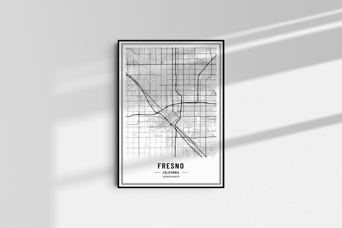 Fresno California City Map Minimalist Street Line Art Wall Poster - Image 4