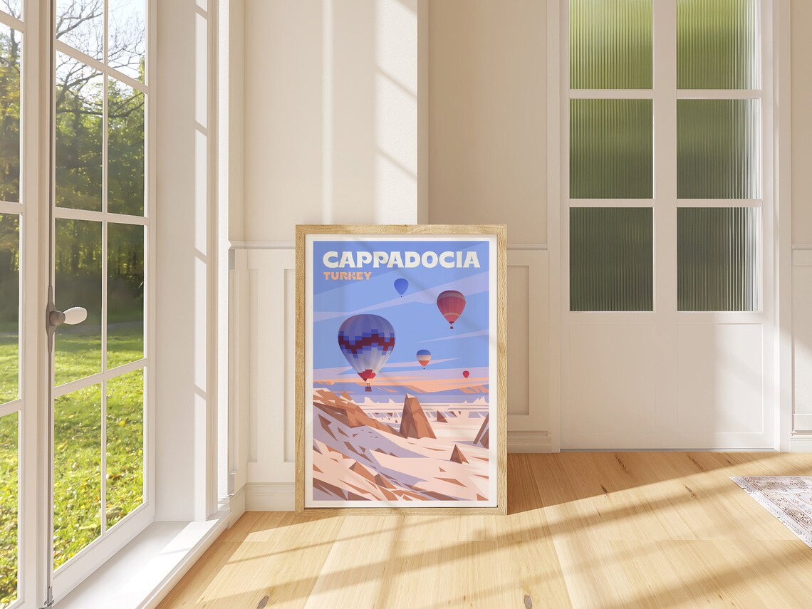 Cappadocia Turkey Hot Air Balloons Desert Landscape Travel Poster - Image 4