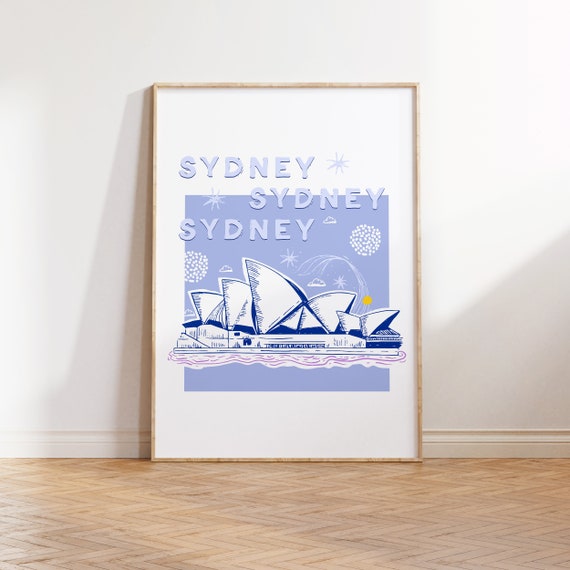 Sydney Australia Illustration Art Print Gallery Wall Art Dorm Art Office Art Colorful Travel Illustration Wanderlust Poster