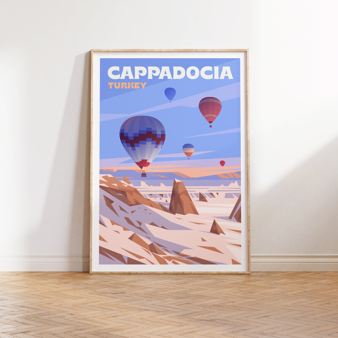 Cappadocia Turkey Hot Air Balloons Desert Landscape Travel Poster