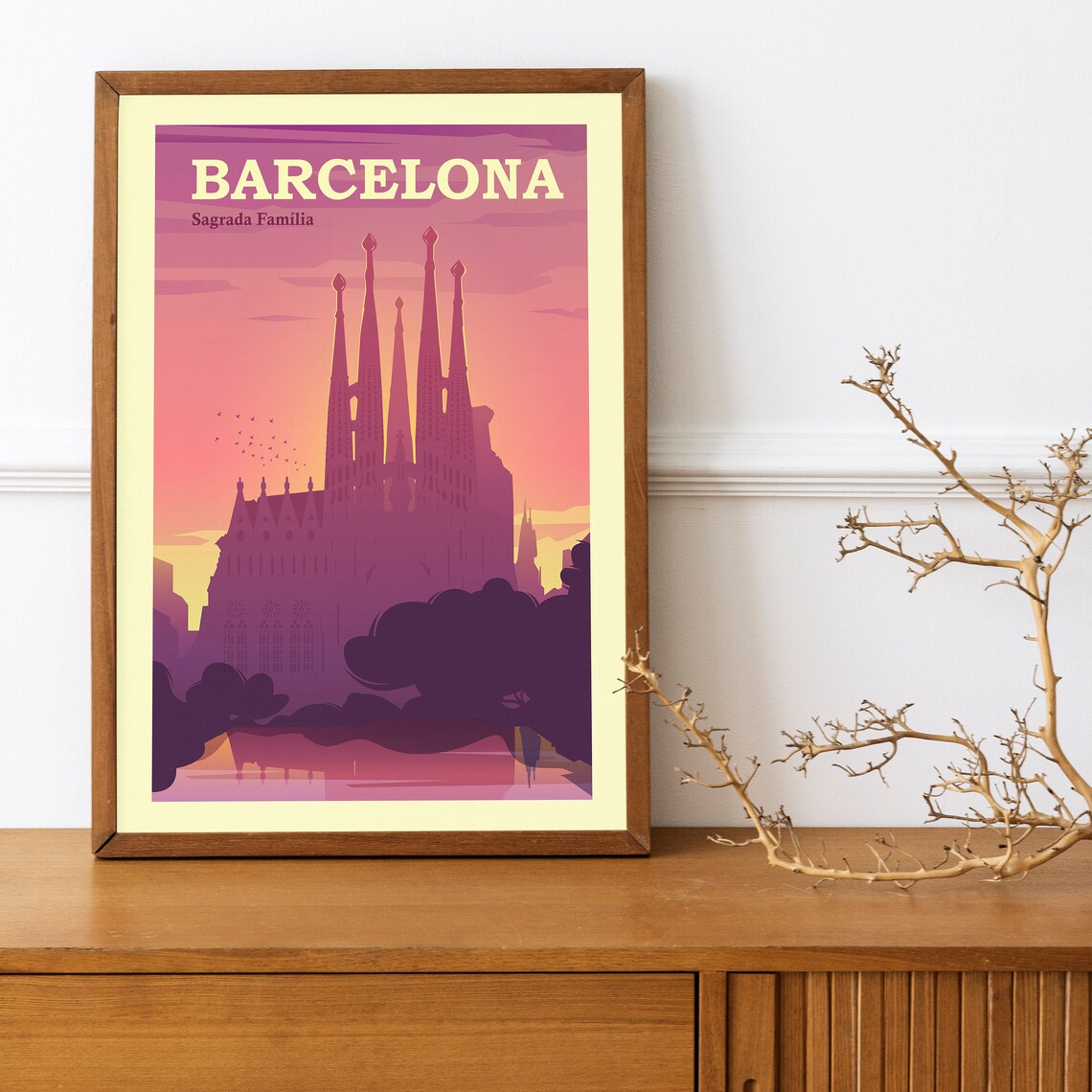Barcelona Sagrada Familia Spain Sunset Spires Skyline Travel Poster - Image 4