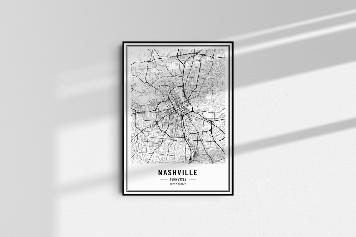Nashville Tennessee Map Print Nashville Tennessee Map Poster Nashvillewall Art Nashville Art Print Nashville Tn City Coordinates - Image 5