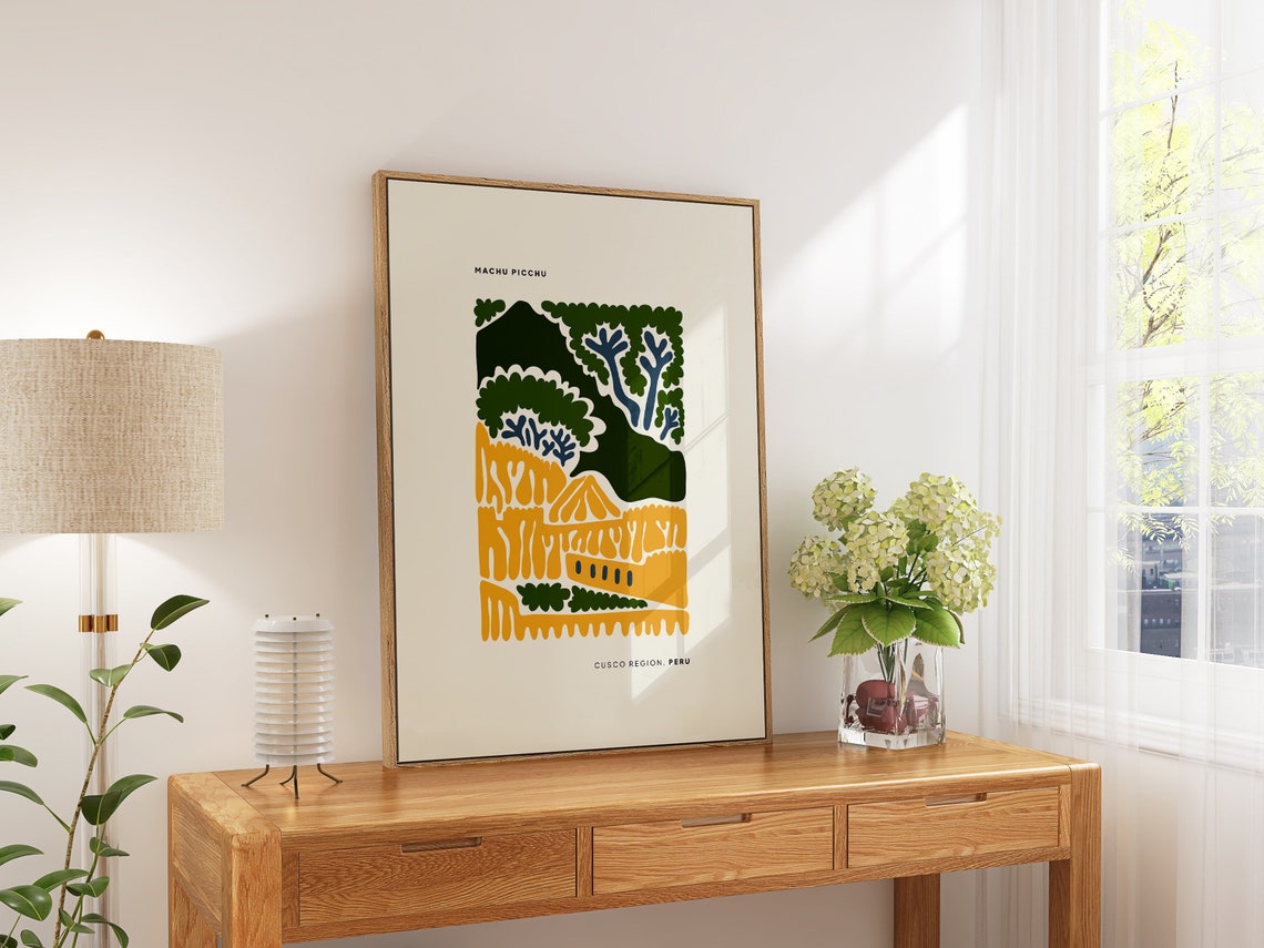 Machu Picchu Peru Abstract Art Print Cusco Terraces Mountain Design - Image 4