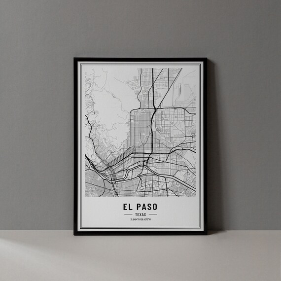 El Paso Texas City Map Minimalist Street Line Art Wall Poster