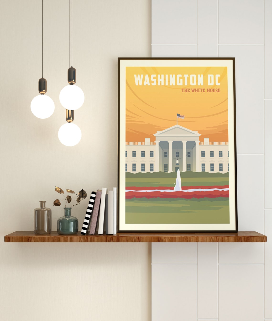 Washington DC White House USA Capital Sunset Landmark Poster Art - Image 3