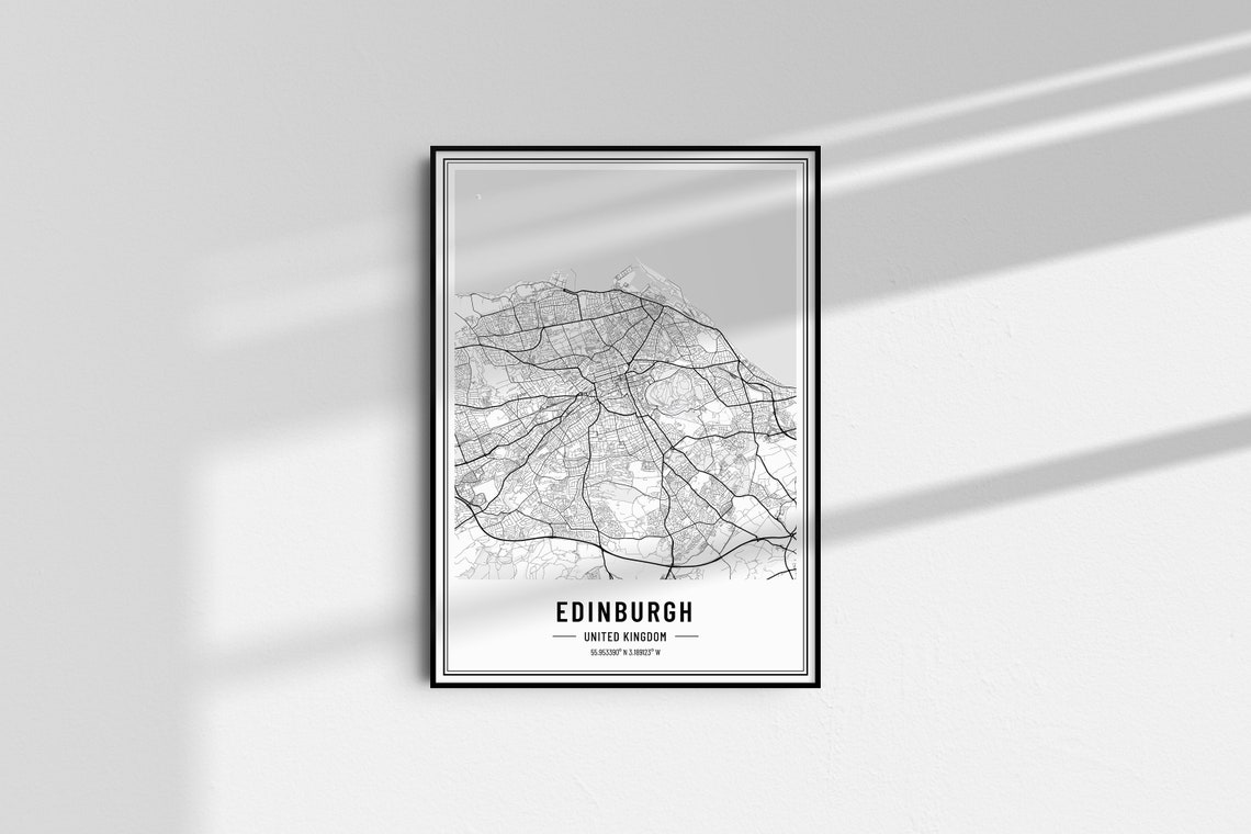 Edinburgh United Kingdom Minimal Black White City Map Poster - Image 3