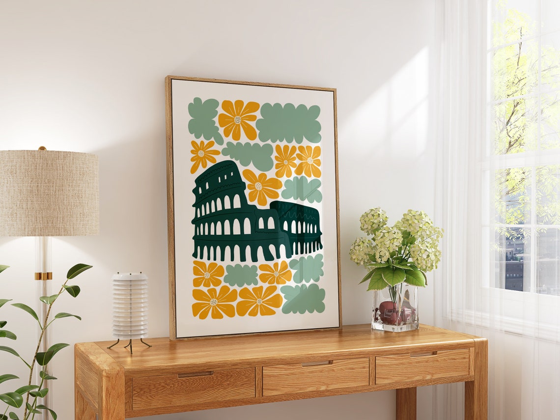 Colosseum Rome Italy Floral Meadow Vintage Botanical Art Poster - Image 5