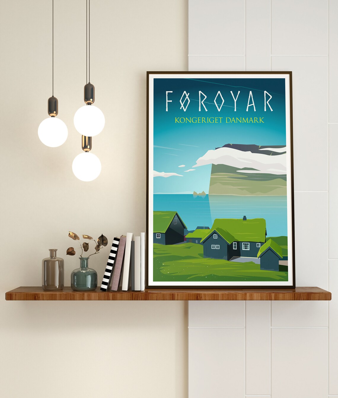 Faroe Islands Grass Roof Village Sea Coast Denmark Travel Poster Art - Image 3