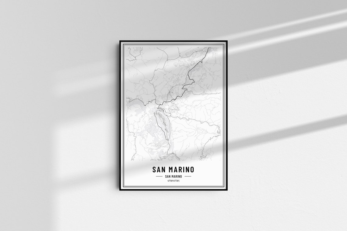 San Marino San Marino Black and White Minimalist City Map Poster - Image 4