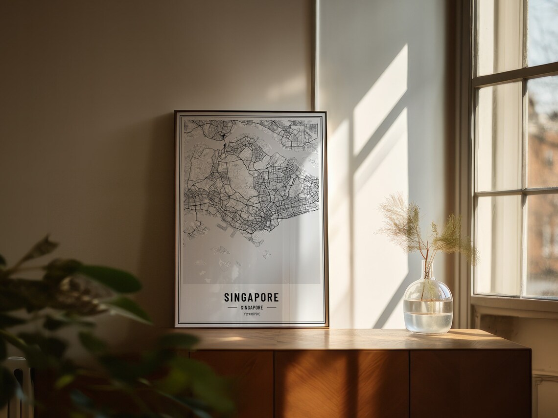 Singapore City Map Minimalist Street Line Art Gallery Wall Poster - Image 5