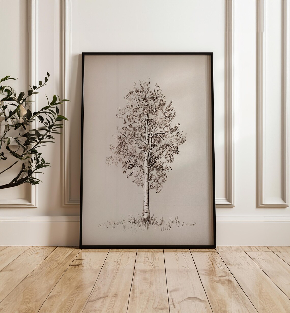 Vintage Aspen Tree Pencil Sketch Art Print - Image 2