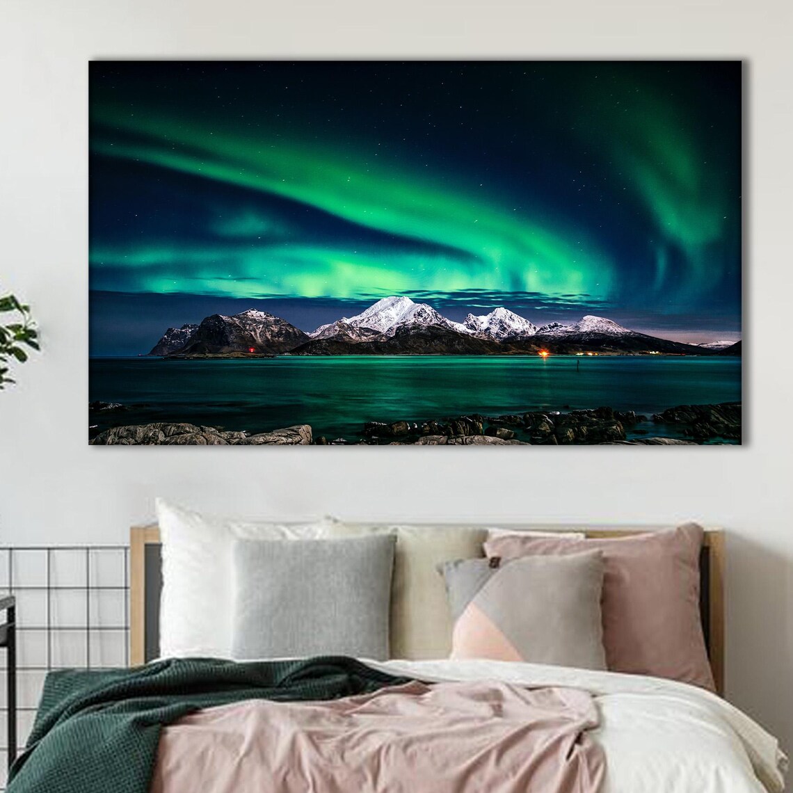 Aurora Borealis Northern Lights Mountain Art Print